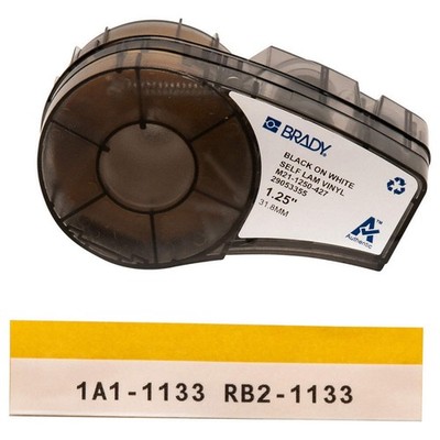 BRADY M21-1250-427 Label Cartridge,1-1/4'' W,Black/White 3PXX2