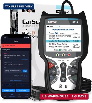 Innova 5210 OBD2 Scanner & Engine Code Reader, Battery Tester, Live Data, Oil Re