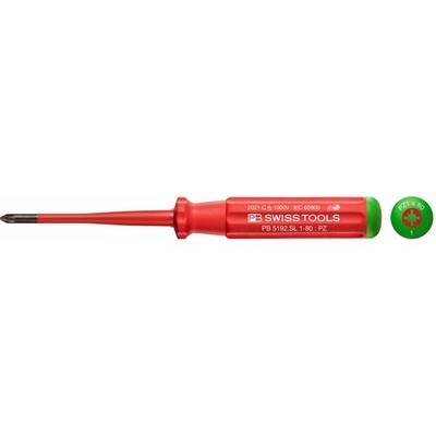 PB Swiss Tools PB 5192.SL 1-80 Classic VDE Slim Screwdriver, Pozidriv PZ1