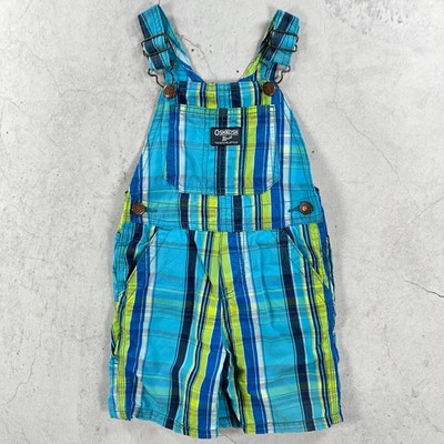 OshKosh B'gosh Shortalls Baby 24 Monate blau grün kariert Latzhose Latzhose