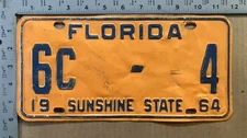 1964 Florida license plate 6 C 4 YOM DMV for your 64! LOW NUMBER 21791