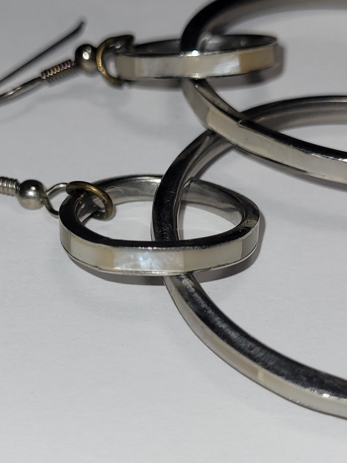 Silver Tone Double Interlocking Circle Hoop Dangl… - image 13