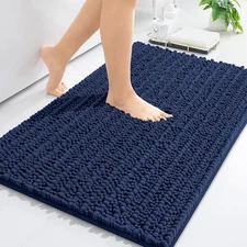 Arotive Luxury Chenille Bathroom Rug Mat, Extra Soft Thick 30" x 20", Navy 