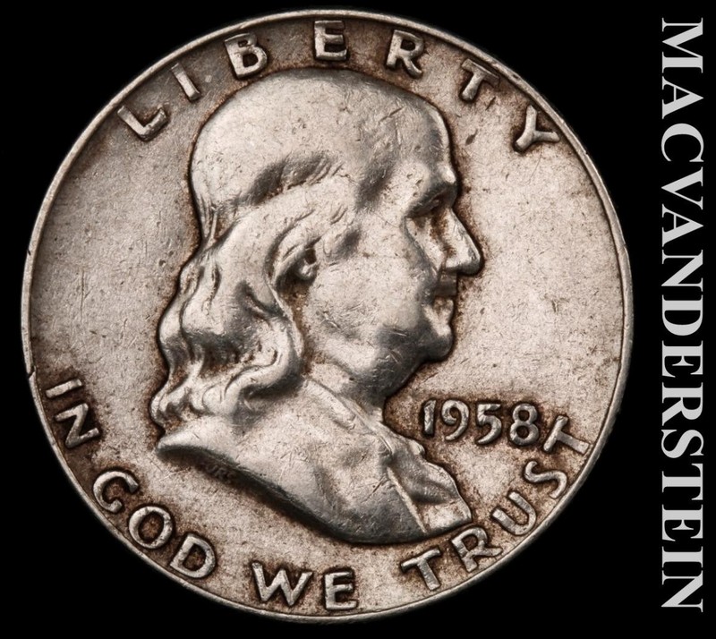 1958-D Silver Franklin Half Dollar - Scarce  Better Date  No Reserve  #L3935
