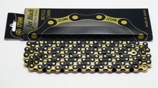 Izumi BMX single speed bicycle chain 1/2" X 1/8" 116L JET BLACK GOLD MADE IN