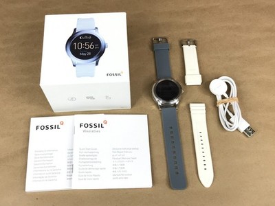 Fossil Q Founder 2.0 Smartwatch FTW2115 Gray & White Silicone Bands w/ Box
