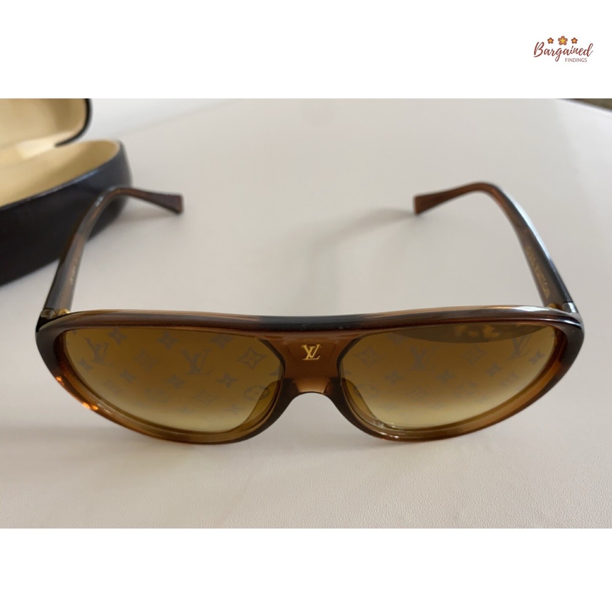 LOUIS VUITTON サングラス ブラウン ラメ Authentic LOUIS VUITTON Brown Glitter Acetate Illusion