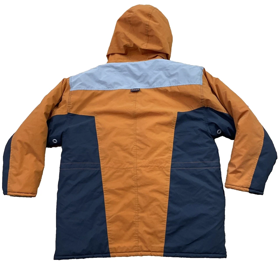 Boss by I.G. Design PVC Puffer Jacket Men XL Orange Vtg 90s Heavy Snow Coat 54" - Image 2 of 4