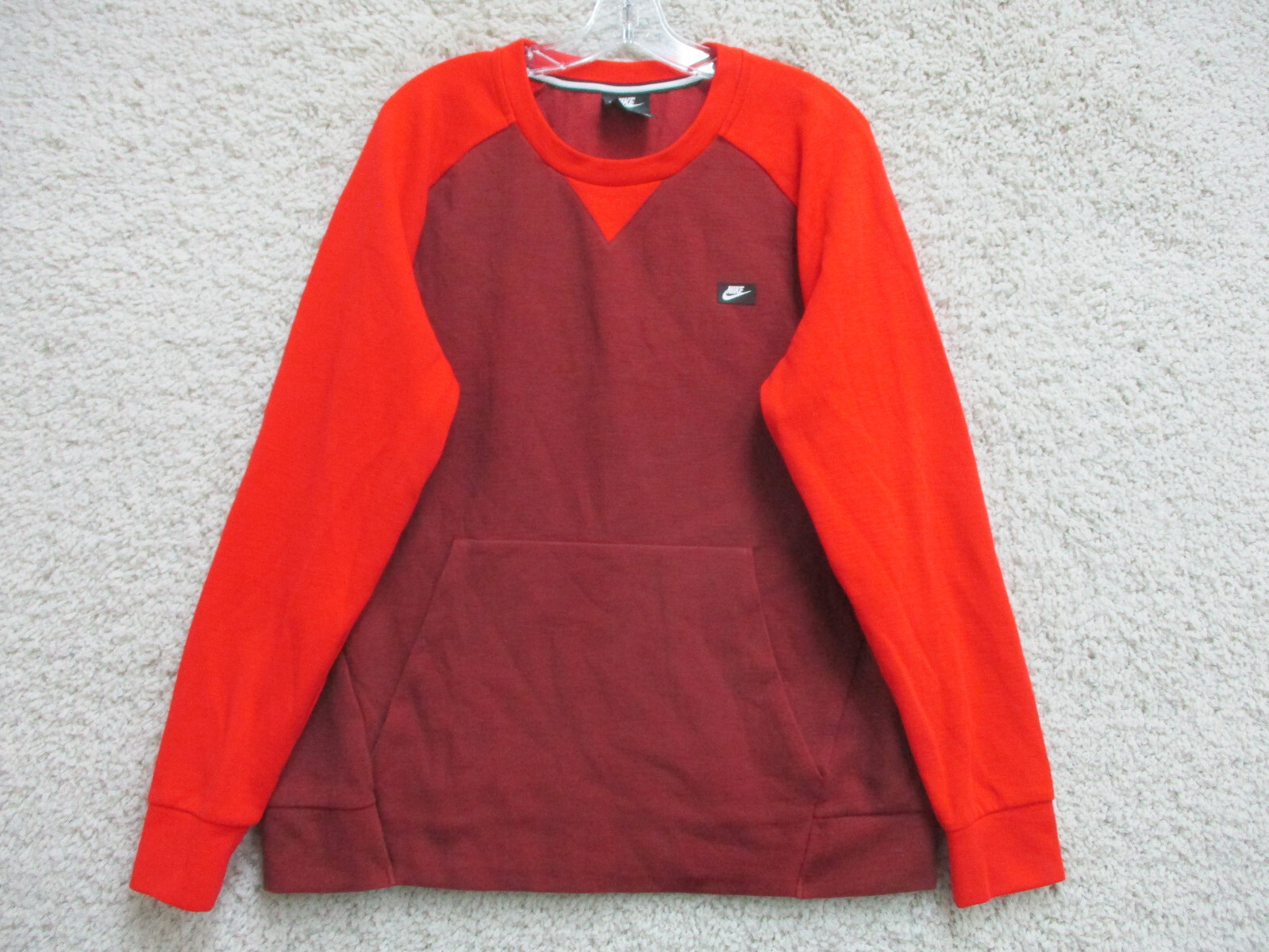 Nike Sweater Large Adult Red Pullover Stretch Pockets Modern Fit Casual Mens L
