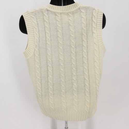 Vintage Jantzen Cable Knit Sweater Vest Mens Large Ivory Acrylic Wool Made USA - Picture 3 of 7