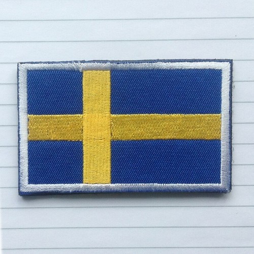 2Pcs Sweden Flag Swedish Flag Embroidery Militray Tactical Hook Loop Patch Badge