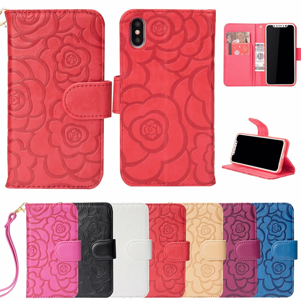 Luxury Flip Wallet Leather Women's Case for iPhone 15 Pro Max 14 13 12 11 8 7 - Image 2 of 4