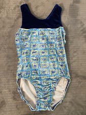 GK Elite Gymnastics Leotard Adult Medium Pre-owned AM Blue Navy Velour