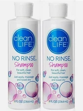 No Rinse SHAMPOO by CLEANLIFE 8oz ( 2 pack )