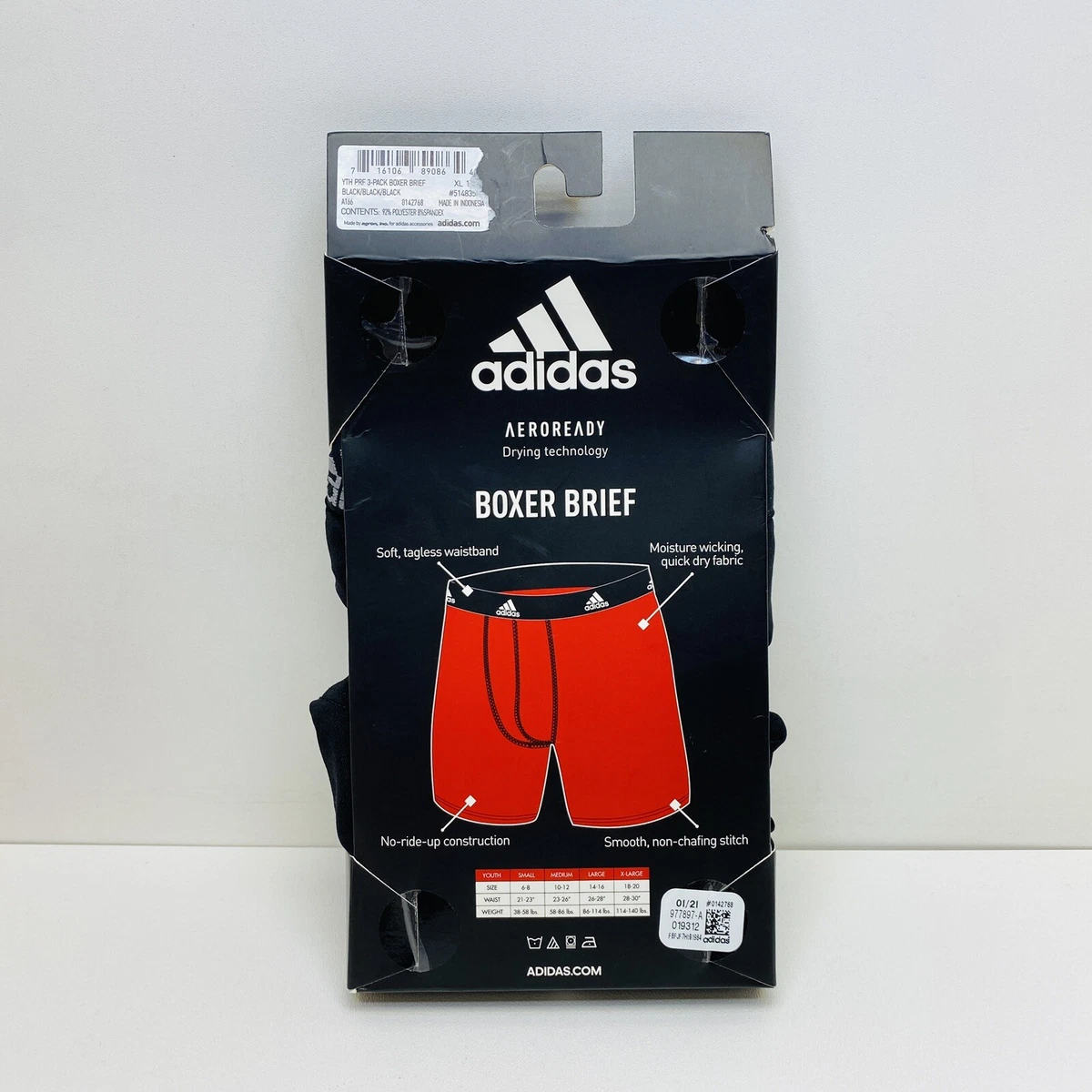 Adidas Kids Boys Sport Performance 3-Pack Boxer Brief Underwear