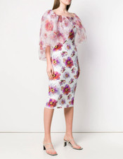 NWT Chiara Boni Anaitis Floral Organza Cape Dress 6U.S-Runs small more like a 4