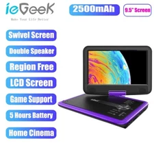 ieGeek Portable DVD Player HD Swivel Screen Region Free Rechargeable Battery