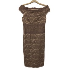 Adrianna Papell Sheath Dress Womens 4 Multicolor Lace Overlay Evening Cocktail