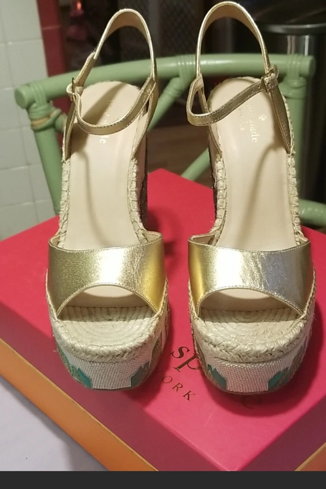 Sandalias de cuña Kate Spade New York Dallas con plataforma de cactus brillante talla 10 Foto 2 de 4