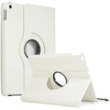 Leather Flip Rotating Portfolio Stand Case Cover WHITE for iPad 5/iPad 6 9.7"
