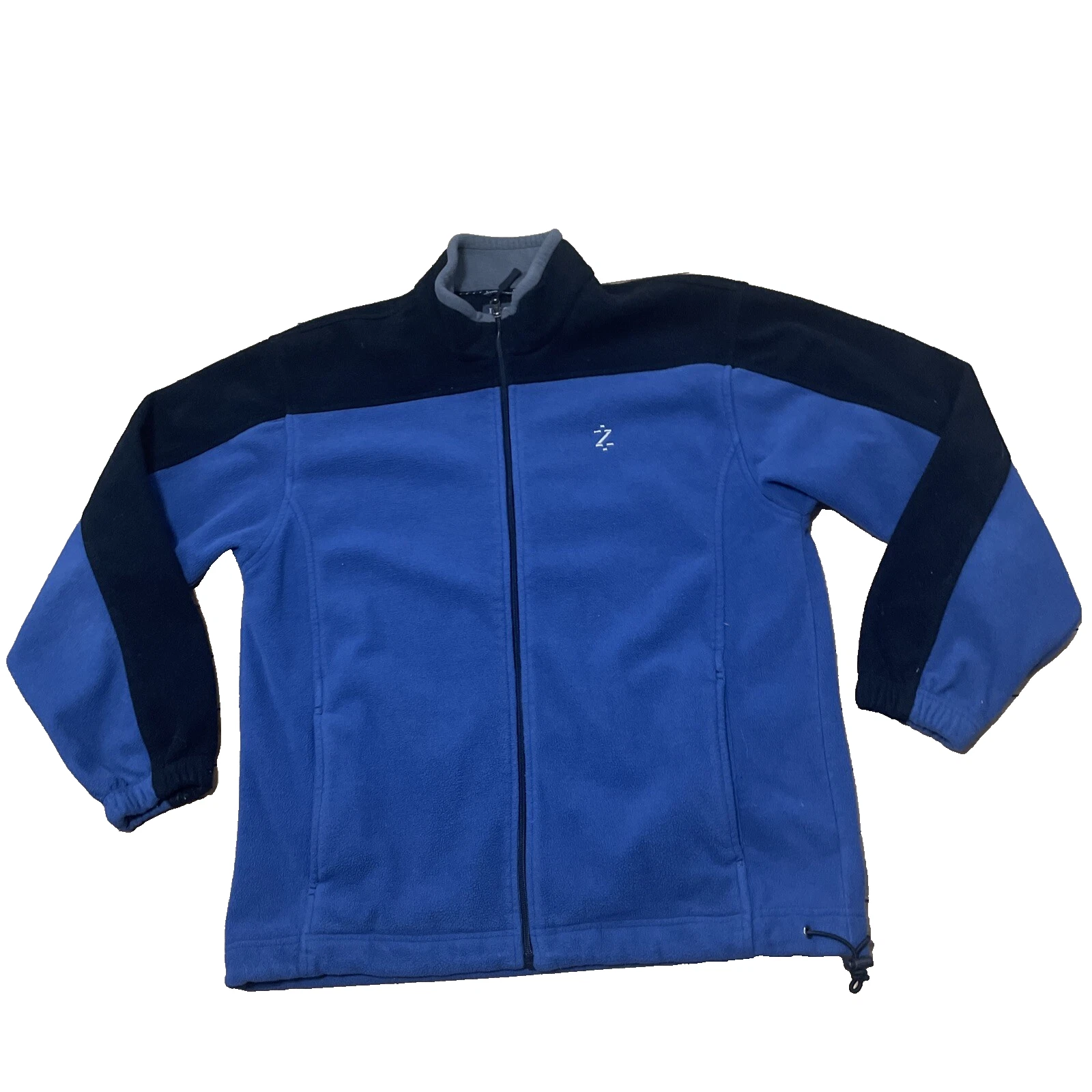 Izod PerformX Fleece Jacket Men XL Blue Colorblock Preppy Full Zip Golf Sports