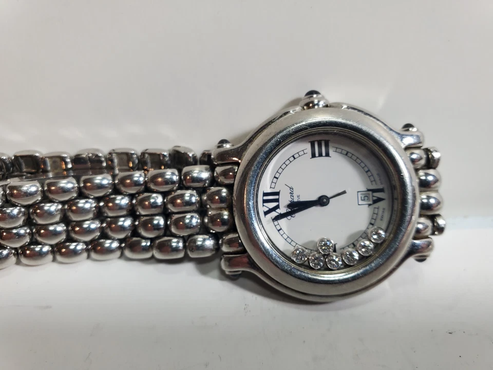 Reloj Chopard Happy Sport 7 Diamante Flotante Acero Inoxidable 32mm, Caja Original  Foto 4 de 4