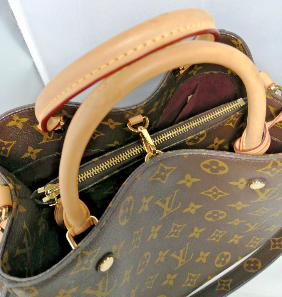 Authentic LOUIS VUITTON Monogram Montaigne MM Hand Bag Brown