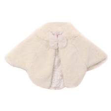IVORY Size S Girls Poncho Fur Coat Sweater Bolero Jacket