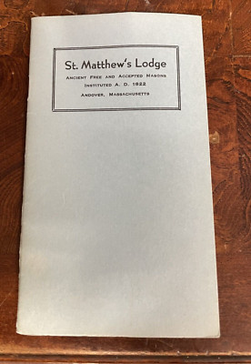 St. Matthew's Lodge Ancient Free and Accepted Masons By-Laws Pamhlet Andover MA
