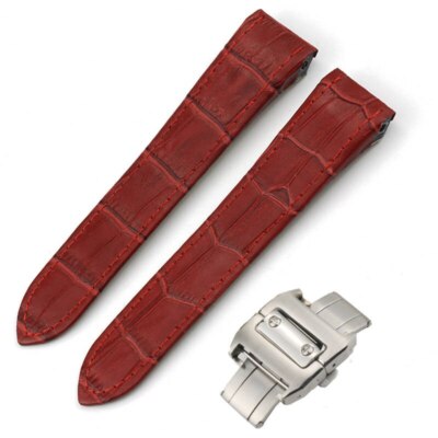 Red Strap Band for Santos 100Cartier Medium 20mm In Alligator/Crocodile Grain