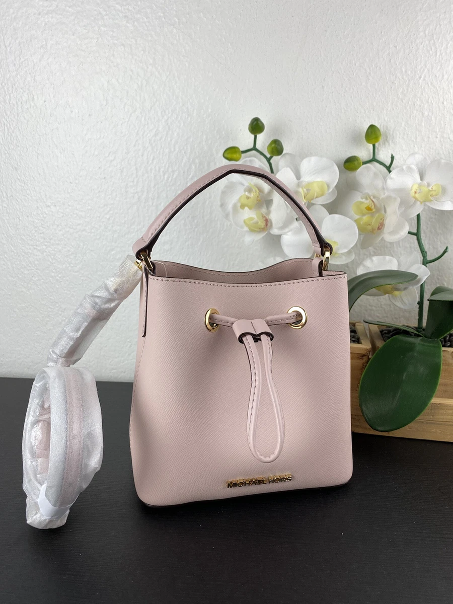 Michael Kors Suri Small Leather Powder Blush Pink Bucket Crossbody Hand Bag  194900079386