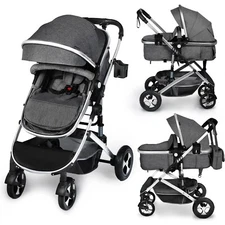 AILEEKISS 2 in 1 Convertible Baby Stroller, Unisex Folding Infant Newborn Bassin
