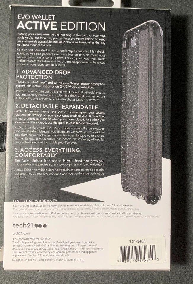 Tech21 Evo Active Edition Wallet Case for iPhone 7 Plus-Smokey Black - Image 2 of 4