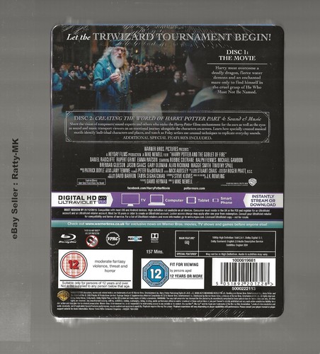 HARRY POTTER AND THE GOBLET OF FIRE - UK EXCLUSIVE BLU RAY STEELBOOK - NEW - Picture 2 of 3