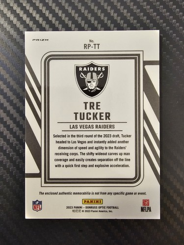 2023 Panini Optic Football Tre Tucker Rookie Phenom RC Patch Raiders - Picture 2 of 4