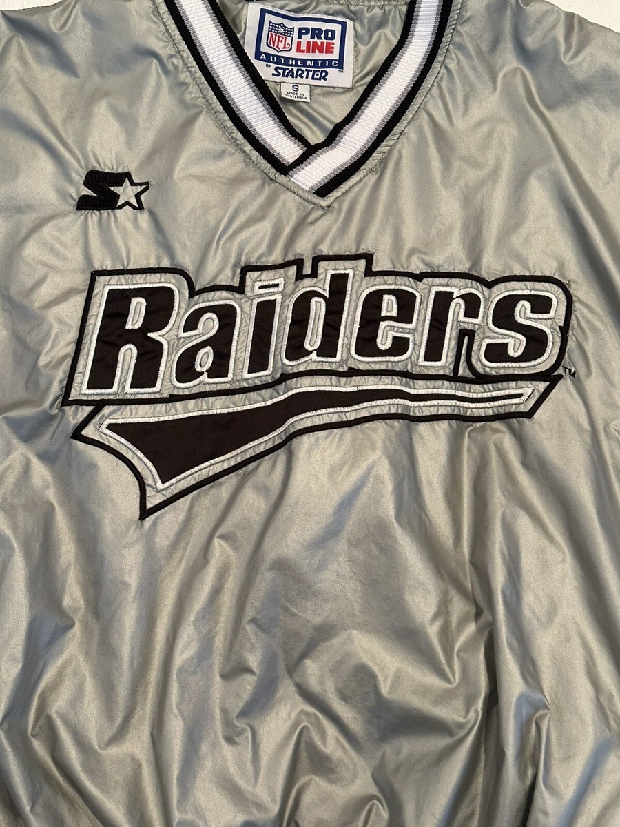vintage Los Angeles raiders Starter シルバー VTG Raiders Starter Jacket Adult Small Silver Satin Pro Line
