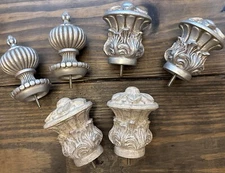 Kirsch Levolor 1 3/8” Pole Finial Pewter Off White Ornate French Regency Lot New