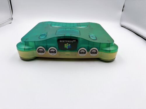 Console Nintendo 64 Blu Trasparente Controller Cavi Set Giappone Gioco Testato Funzionante - Foto 4 di 16