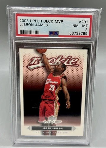 2003 LEBRON JAMES UPPER DECK MVP ROOKIE CARD RC #201 PSA 8 CLEVELAND CAVALIERS