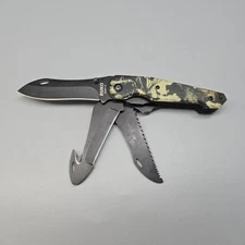 Ruko Outfitter Knife 118 3 In 1 Clip Point Guthook Plus Bone/Wood Saw Camo 