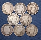 LOT of EIGHT BARBER SILVER DIMES -- Good & better -- all diff, 1/2 MM, inc '08-O