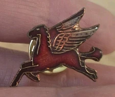 Vintage Mobile Gas Oil Pegasus Logo Red Enamel Lapel Pin