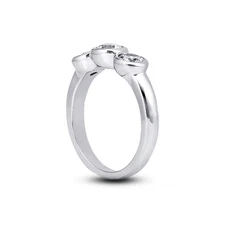 0.64 CT F-SI1 Round Natural Certified Diamonds 14K Gold Classic Three-Stone Ring