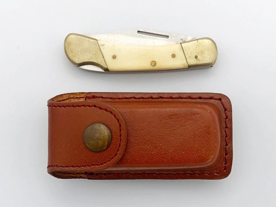 Cuchillo Turístico Plegable Tekut 5Cr15MoV Herramienta de Viaje de Bolsillo Vintage en Estuche de Cuero Foto 3 de 4