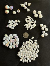 White AB Glass Faceted Loose Beads Lot Assorted Sizes/Shapes 3.2 oz.