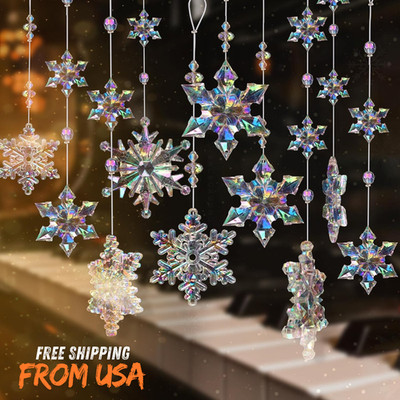12pcs Christmas Crystal Snowflake Ornaments for Christmas Tree Decorations