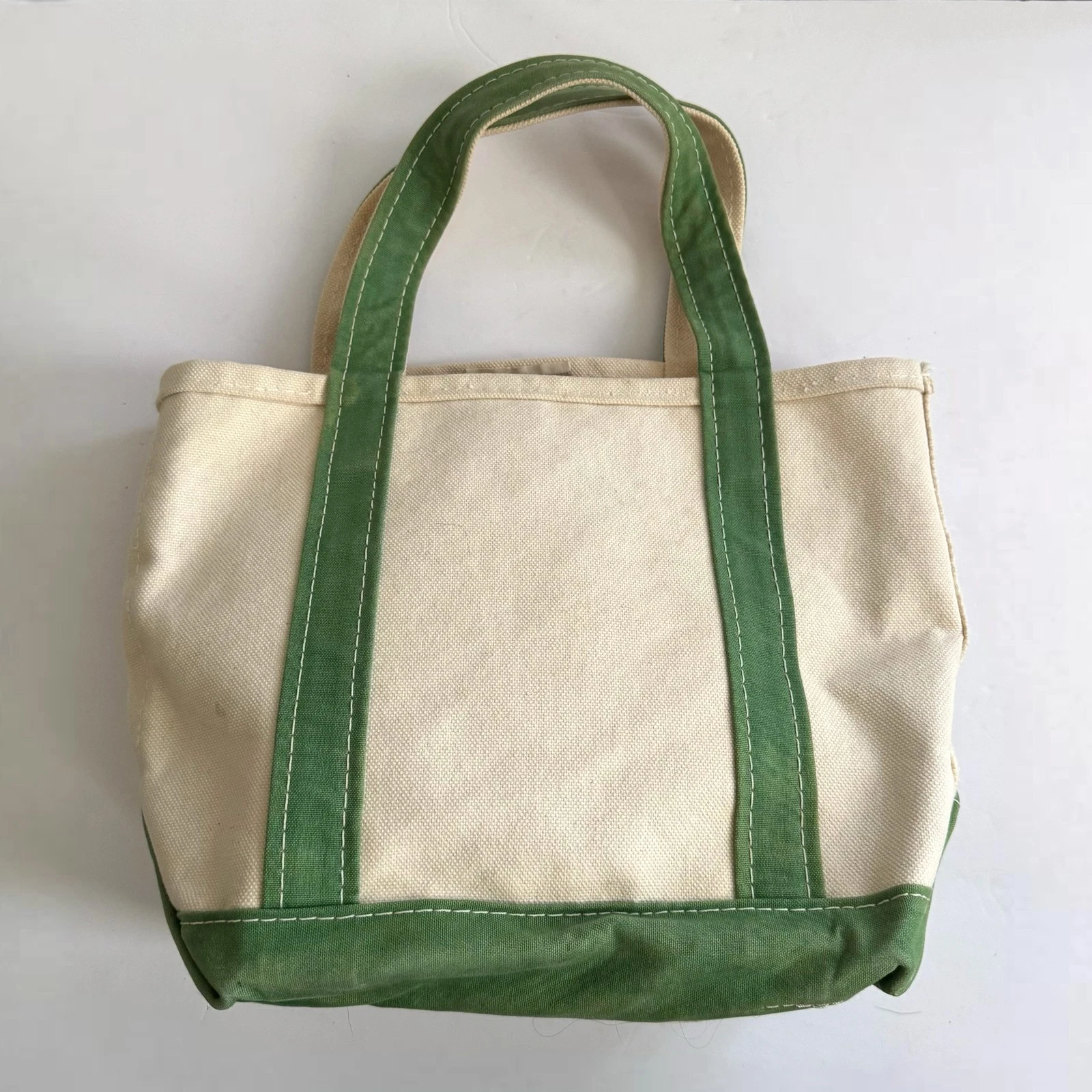 Vintage L.L. Bean Boat And Tote Small Green Canvas Open Top USA Preppy Coastal
