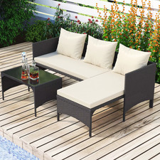 4 Seater Rattan Garden Furniture Set Corner Sofa Patio Table Cushions