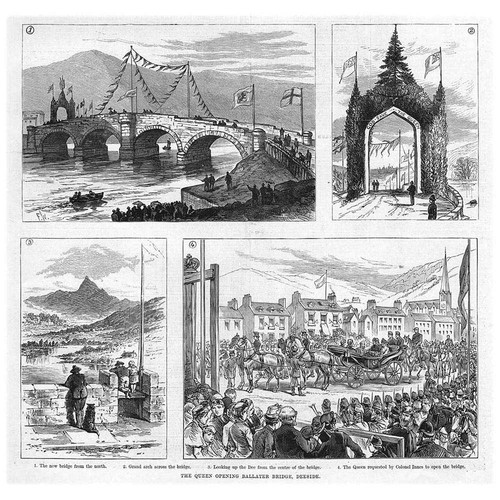BALLATER Queen Victoria Opening the Bridge - Antique Print 1885
