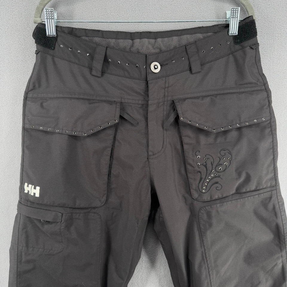 Pantalones de nieve Helly Hansen adornados bordados aislados para mujer M negros plateados Foto 3 de 4